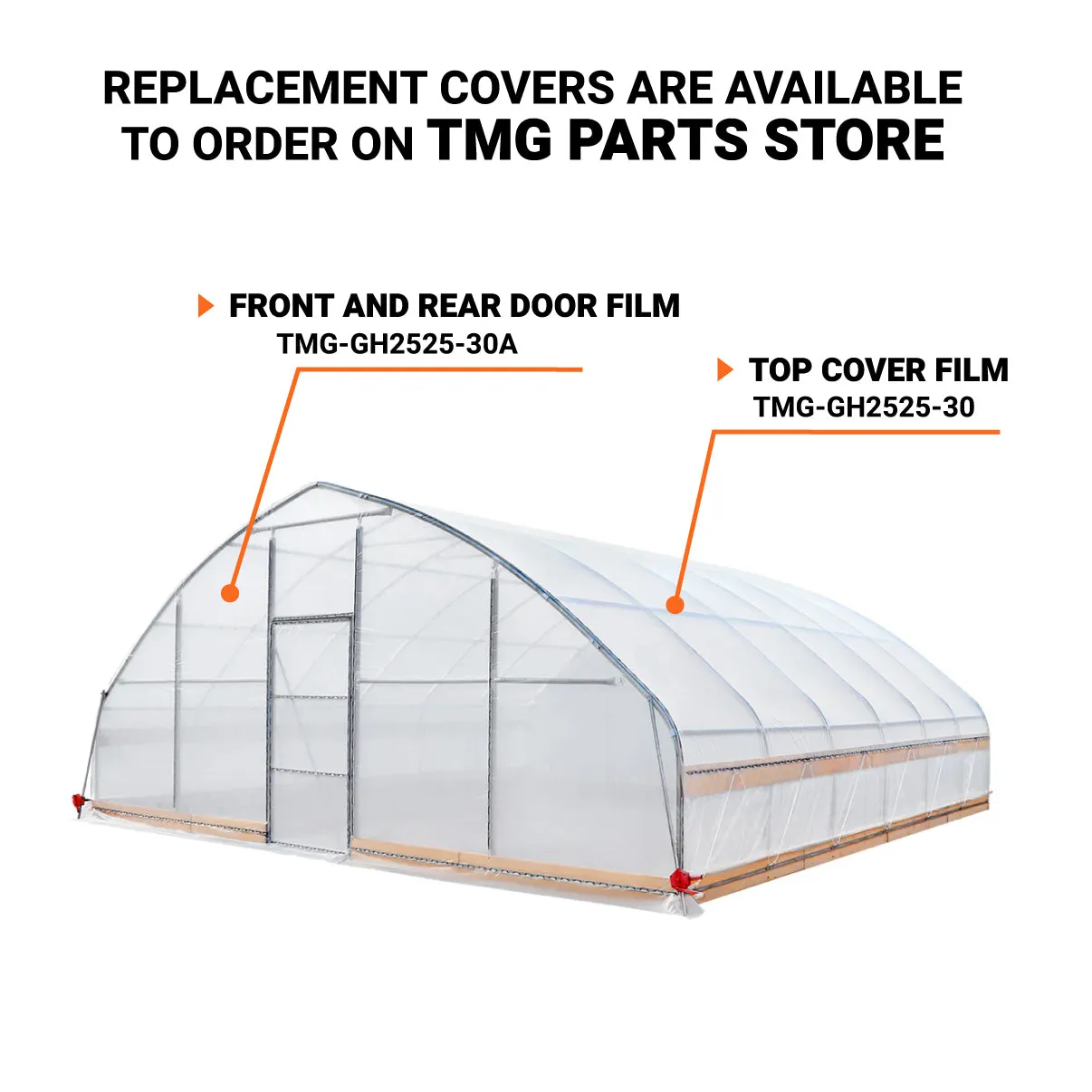 TMG Industrial 25’ x 25’ Tunnel Greenhouse Grow Tent w/6 Mil Clear EVA Plastic Film, Cold Frame, Hand Crank Roll-Up Sides, Peak Ceiling Roof, TMG-GH2525