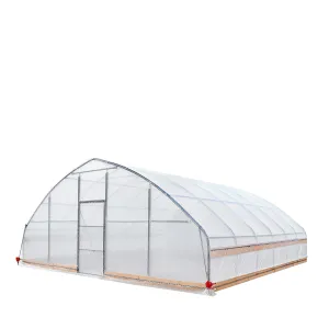 TMG Industrial 25’ x 25’ Tunnel Greenhouse Grow Tent w/6 Mil Clear EVA Plastic Film, Cold Frame, Hand Crank Roll-Up Sides, Peak Ceiling Roof, TMG-GH2525