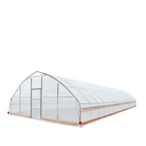 TMG Industrial 25’ x 50’ Tunnel Greenhouse Grow Tent w/6 Mil Clear EVA Plastic Film, Cold Frame, Hand Crank Roll-Up Sides, Peak Ceiling Roof, TMG-GH2550