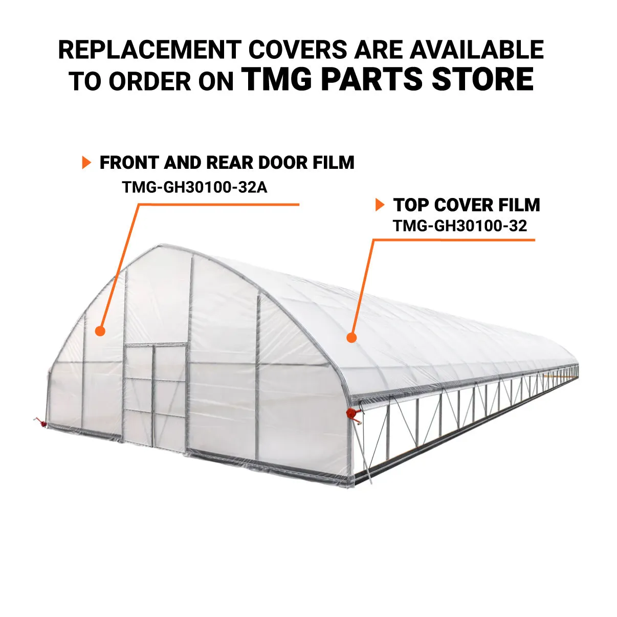 TMG Industrial 30’ x 100’ Tunnel Greenhouse Grow Tent w/6 Mil Clear EVA Plastic Film, Cold Frame, Hand Crank Roll-Up Sides, Peak Ceiling Roof, TMG-GH30100