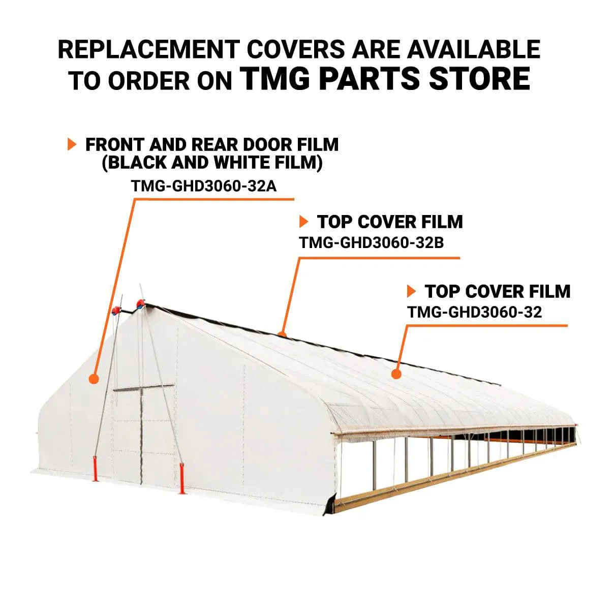 TMG Industrial Pro Series 30’ x 60’ Light Deprivation Two Layer Cover Greenhouse Grow Tent, 6-mil Blackout Tarp and Clear Film, Cold Frame, Hand Crank Roll-Up Sides, Peak Ceiling Roof, TMG-GHD3060