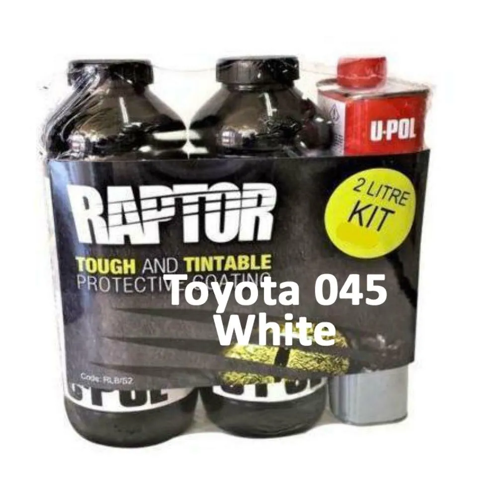 U-Pol Raptor Tintable for Toyota 045 White Protective Coating Tub/Bed Liner Kit 2L