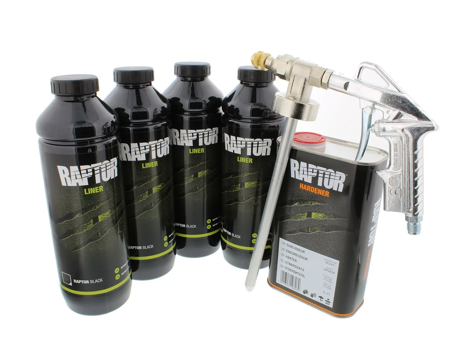 UPol Raptor Black Tough Bed Liner Kit 4L   Professional Vari-Nozzle Spray Gun