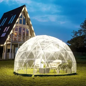 valiant Garden Igloo Bubble Tent 12ft - Geodesic Dome with PVC Cover - Lean to Greenhouse with Door and Windows for Sunbubble, Backyard, Outdoor Winter, Party