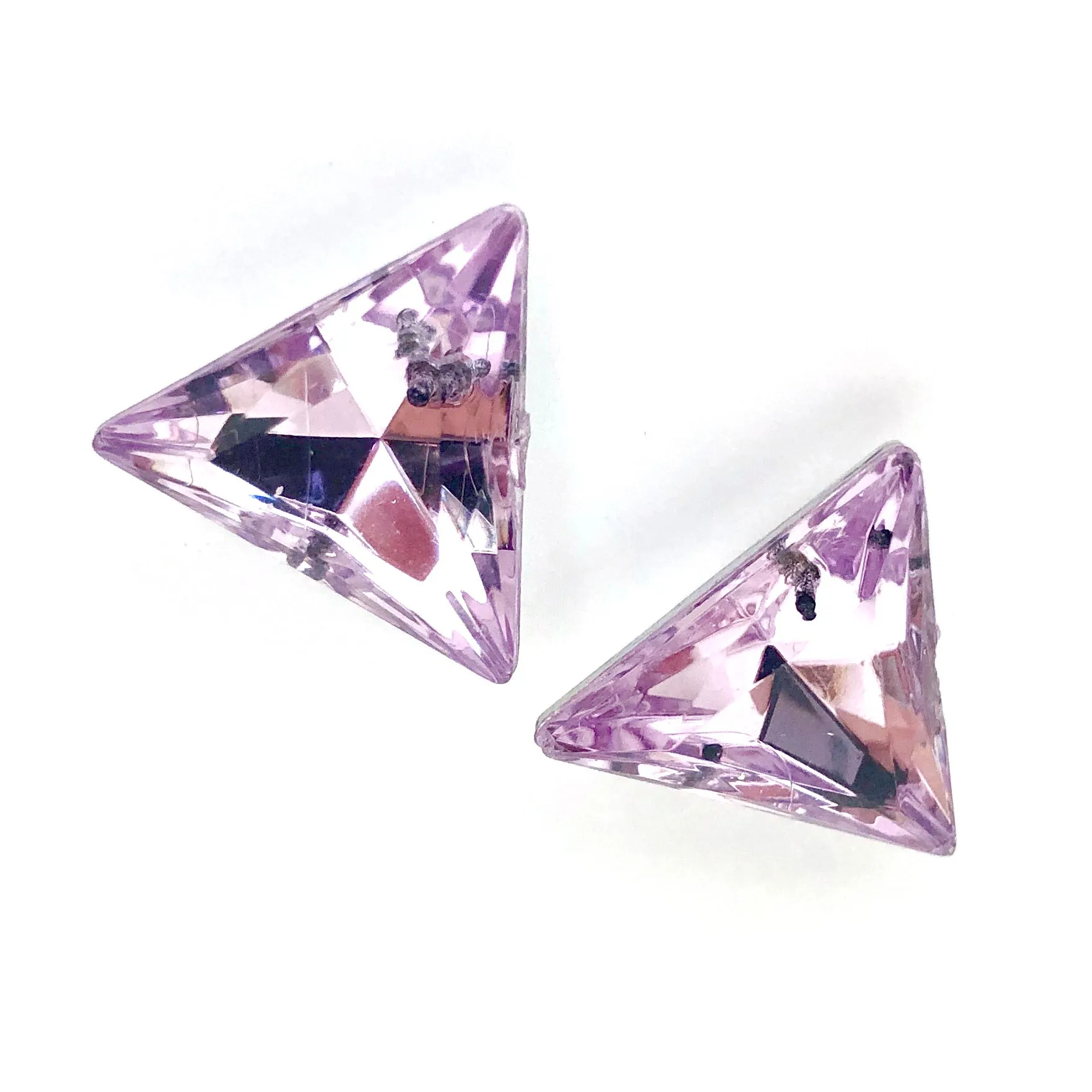 Vitrail Light Amethyst Faceted Triangle Stud Earrings