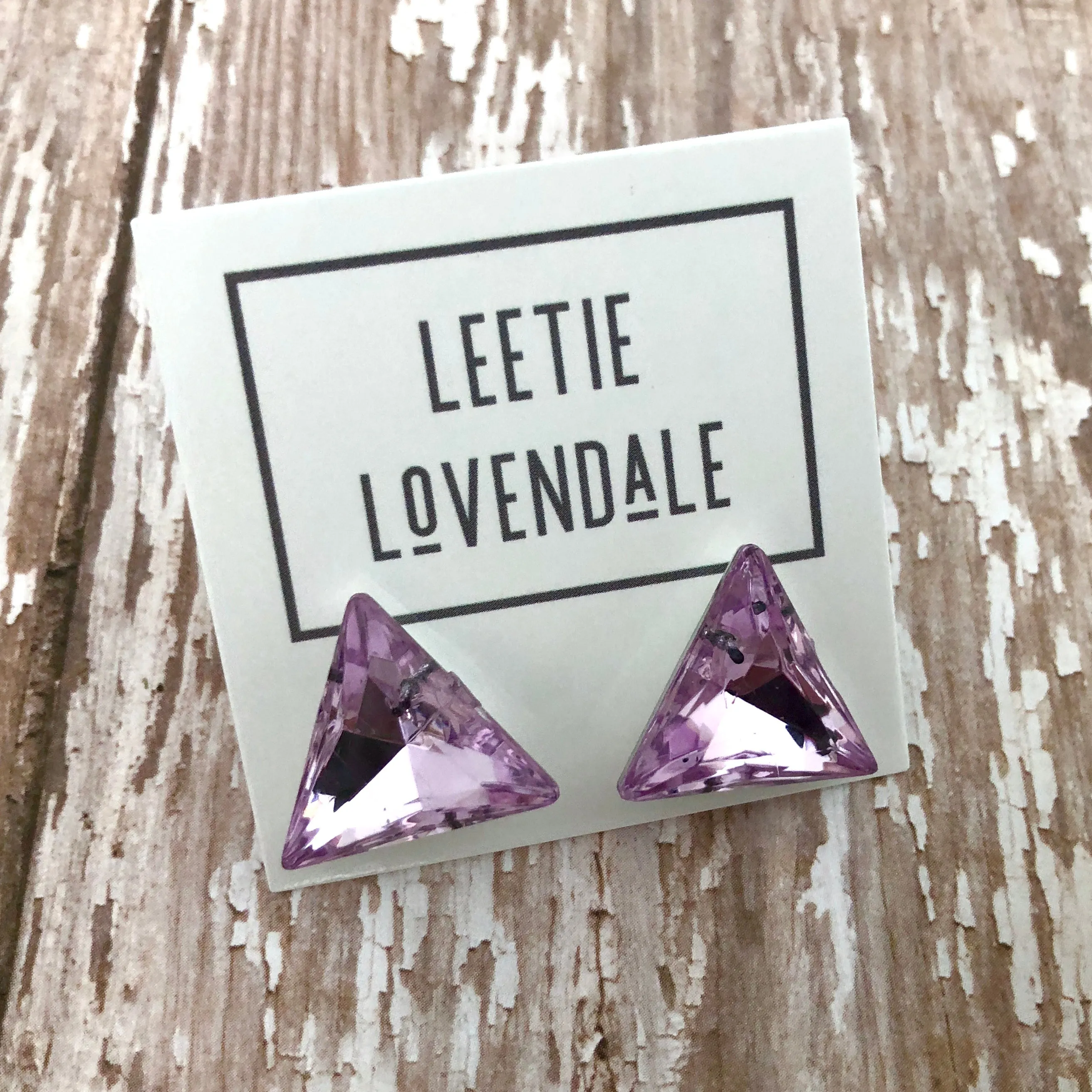 Vitrail Light Amethyst Faceted Triangle Stud Earrings