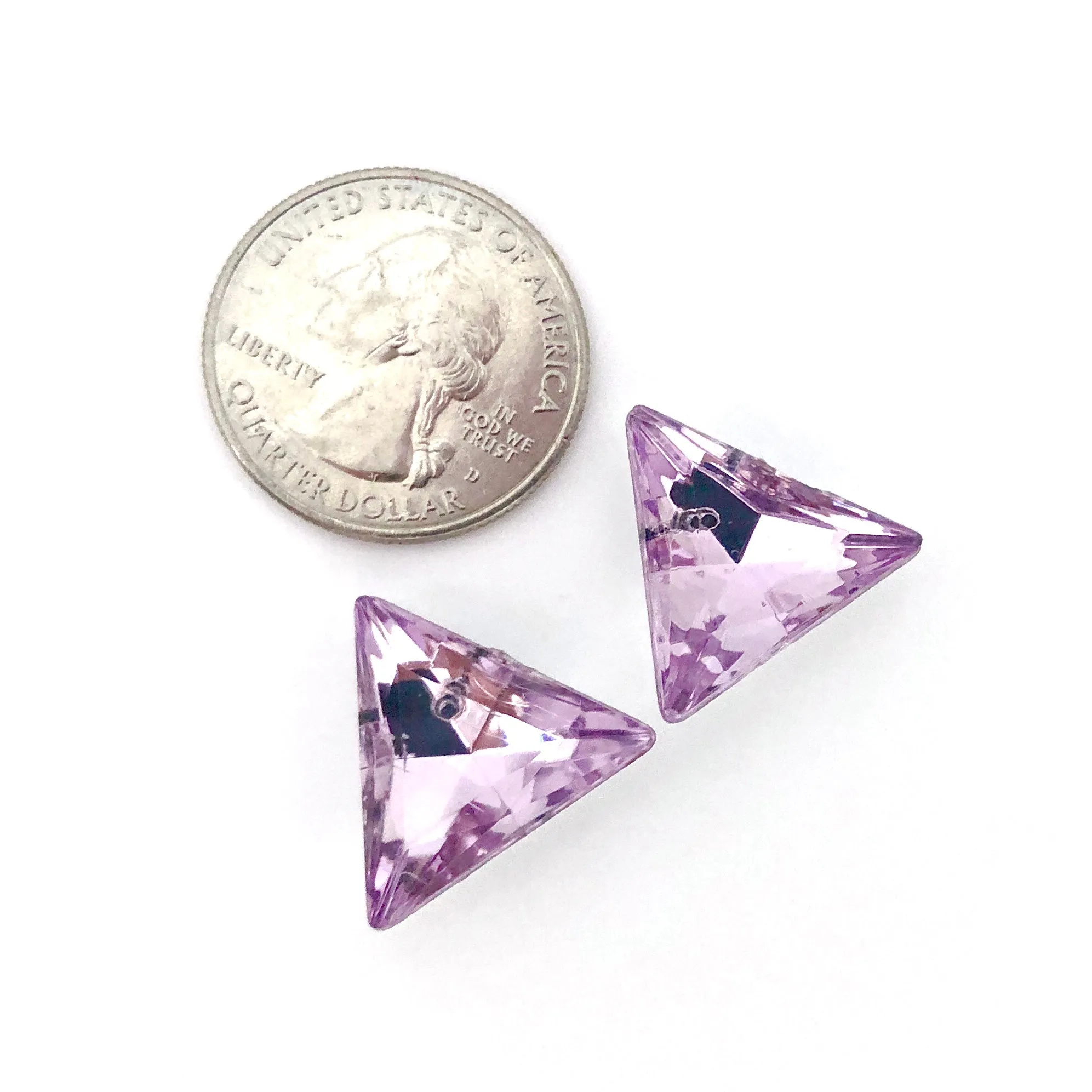 Vitrail Light Amethyst Faceted Triangle Stud Earrings