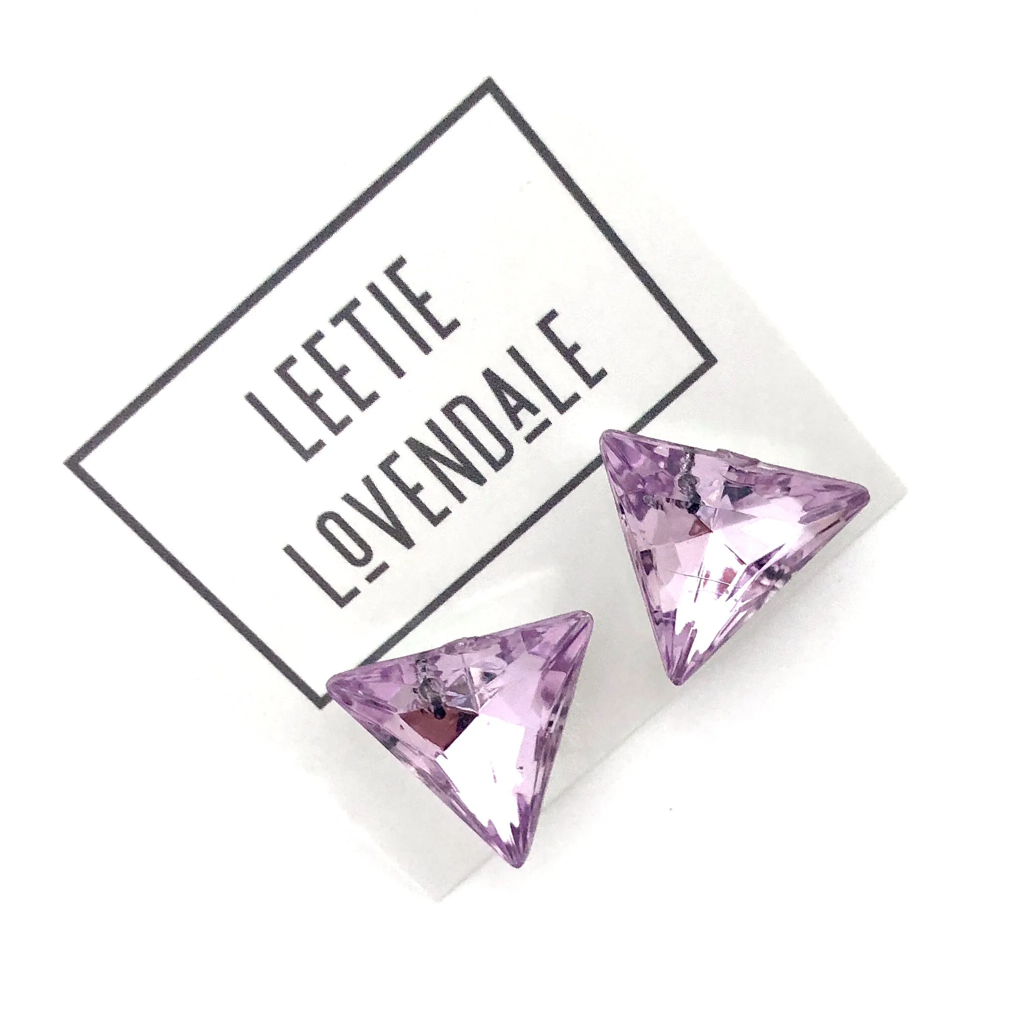 Vitrail Light Amethyst Faceted Triangle Stud Earrings