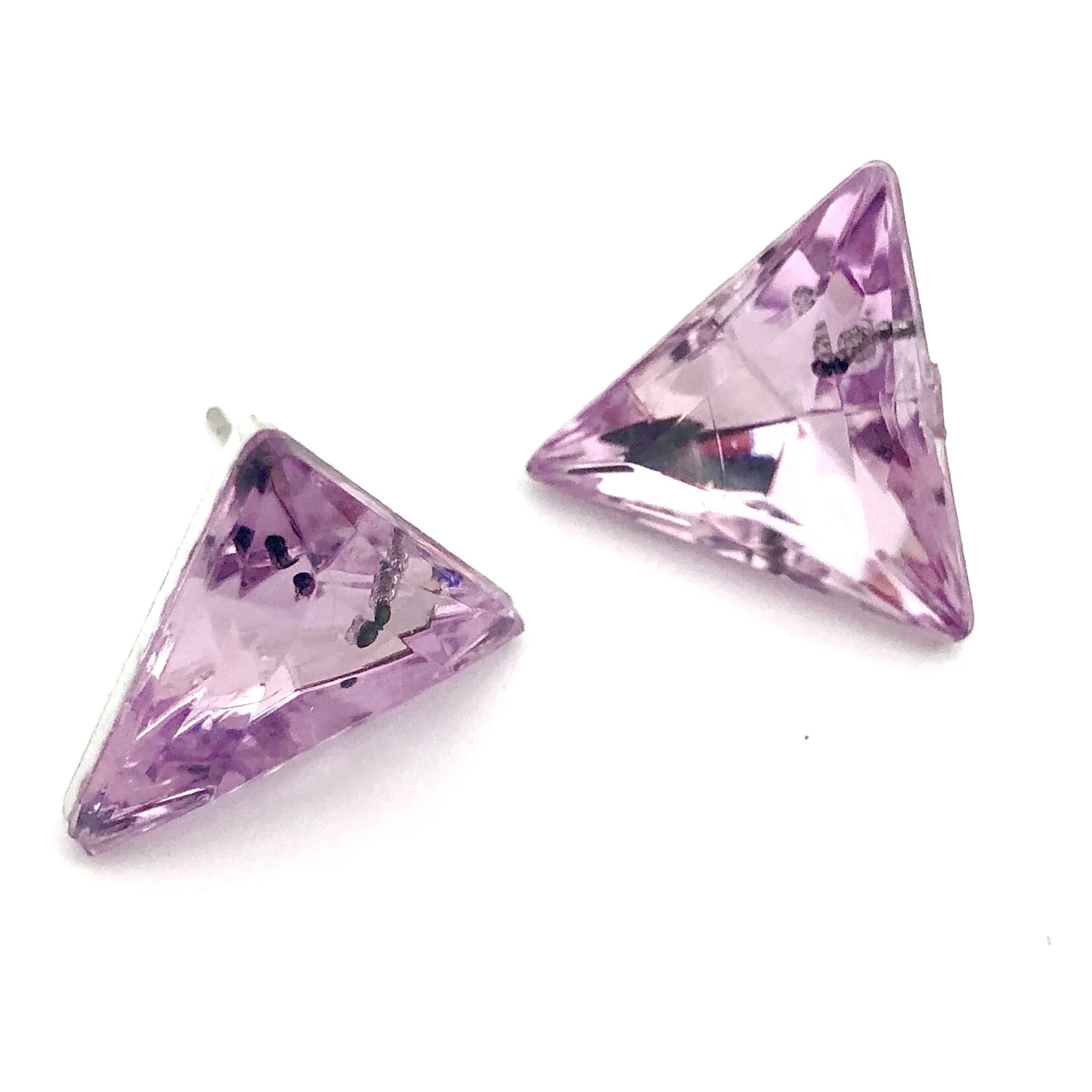 Vitrail Light Amethyst Faceted Triangle Stud Earrings