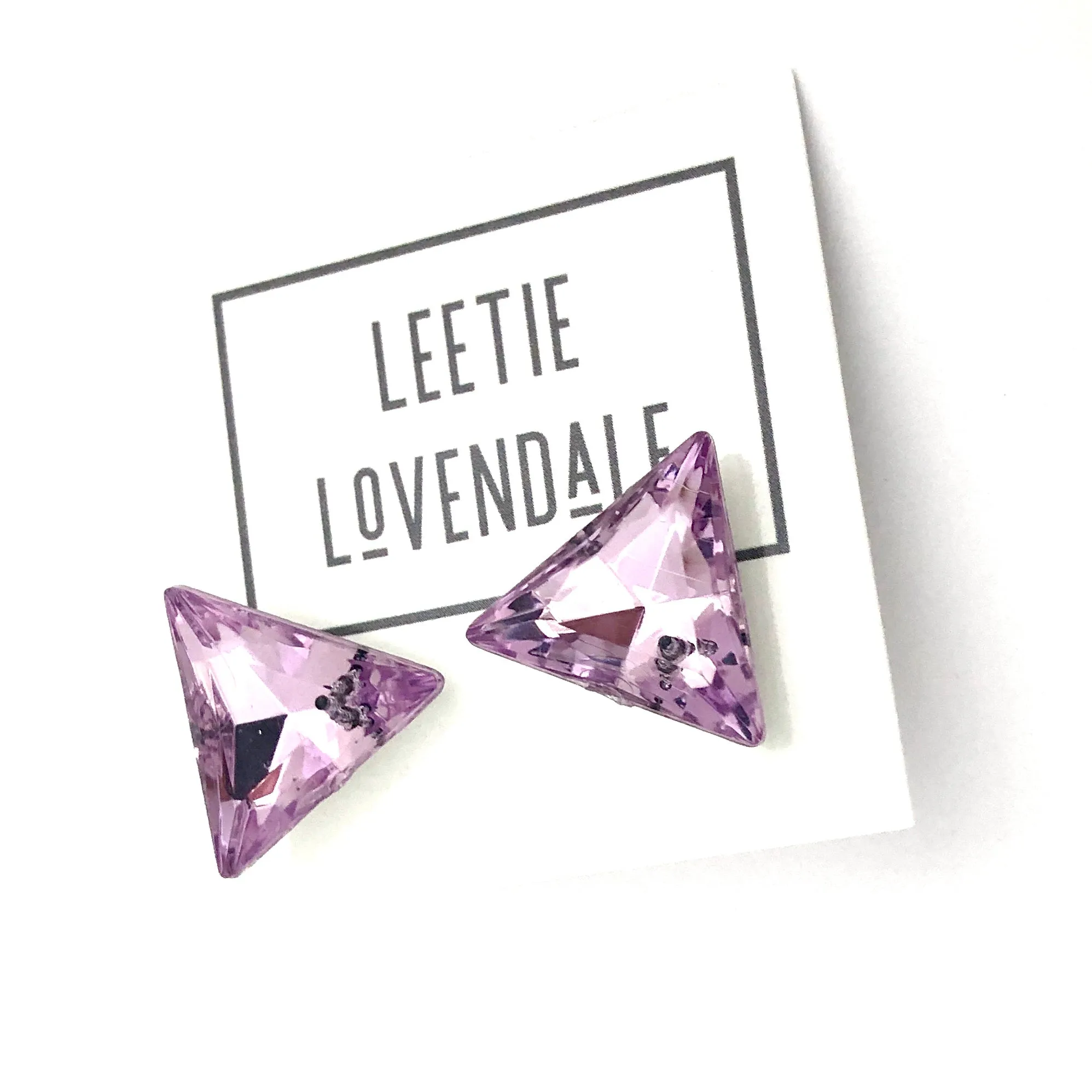 Vitrail Light Amethyst Faceted Triangle Stud Earrings